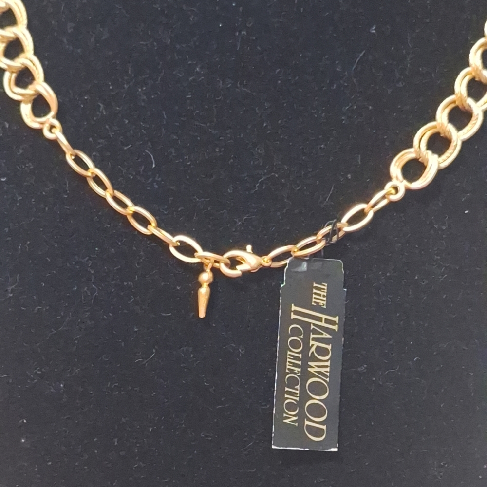The Harwood Collection Gold Tone Flower & Faux Pearl Necklace 18-20" W/Orig. Tag - Picture 3 of 7